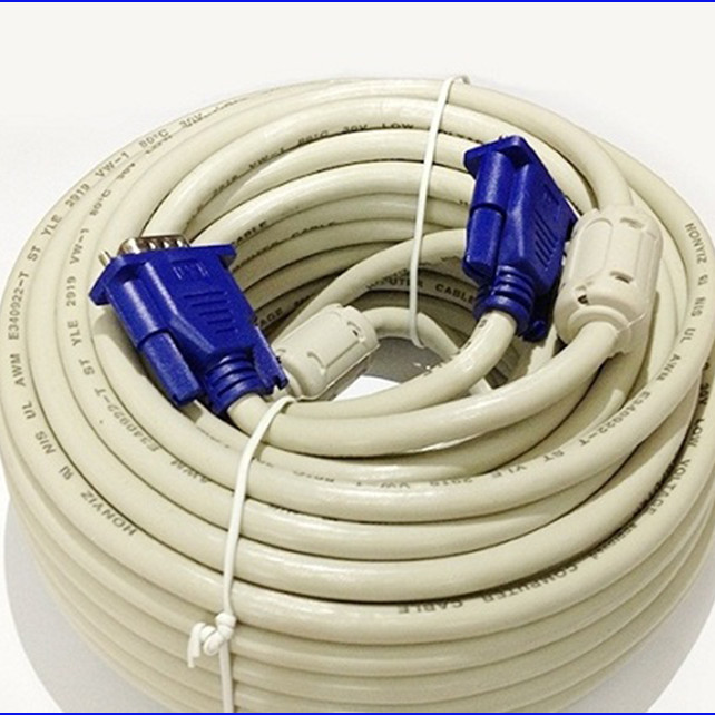 Cable tín hiệu VGA trắng 20 M (2 cục chống nhiễu)