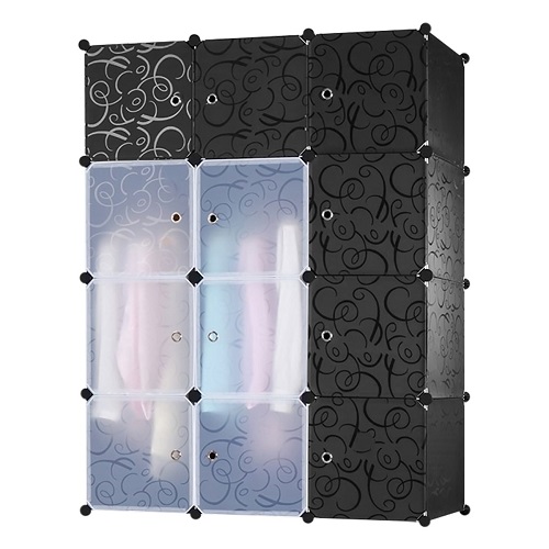 TỦ NHỰA GHÉP 12 NGĂN CÁNH ĐEN 12V
