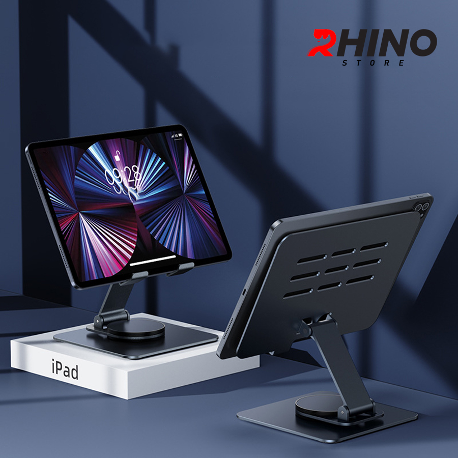 Kệ đỡ Ipad, máy tính bảng 360° Rhino KP501, giá đỡ nhôm cao cấp để bàn tiện lợi có thể gấp gọn - Hàng chính hãng