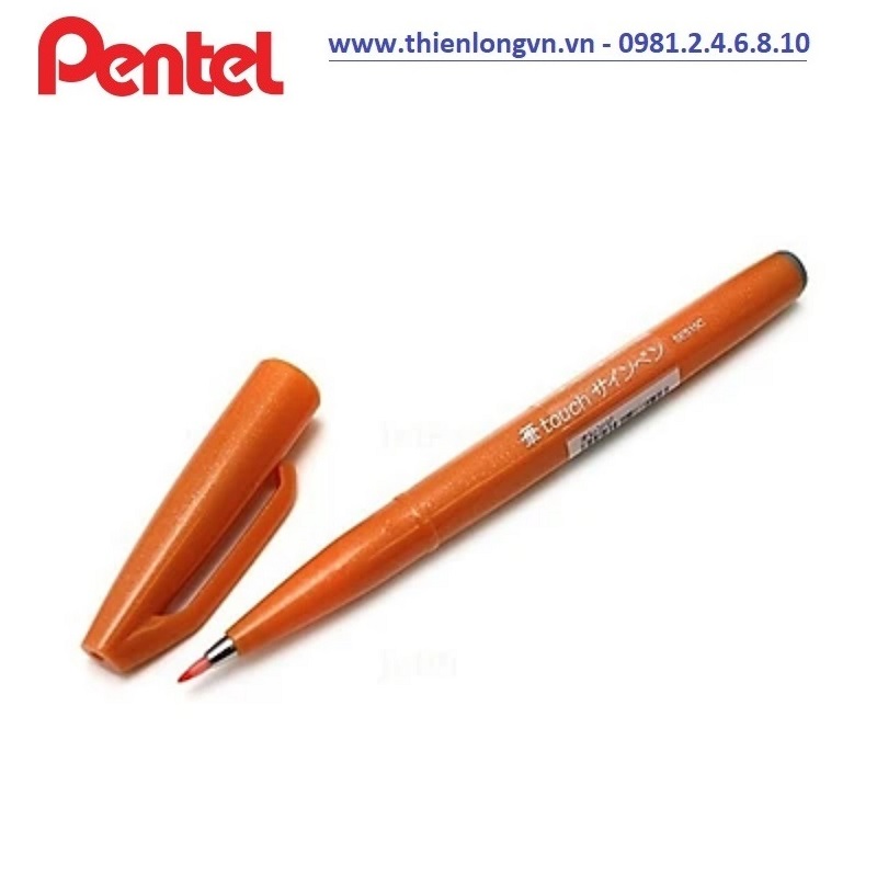 Bút lông viết thư pháp hiện đại Pentel SES15C-F màu cam; Calligraphy Fude Touch Sign - Orange