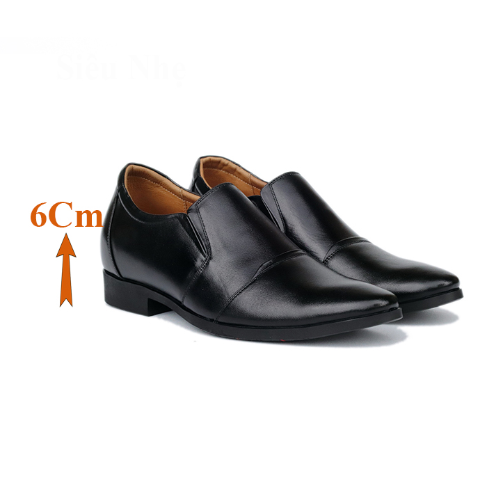 Giày Cao Nam T&TRA Tăng Cao 6Cm- T06 Đen - Chất Liệu Da Bò Cao Cấp, Đế Cao Su Đúc, Phần Tăng Cao Ẩn Bên Trong