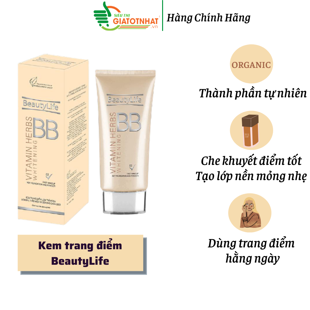 Kem trang điểm dưỡng trắng da chống nắng BB02 50g