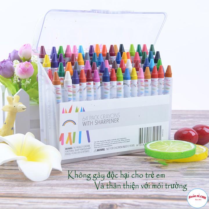 Bộ 64 Màu Sáp Hộp Nhựa cho bé học vẽ