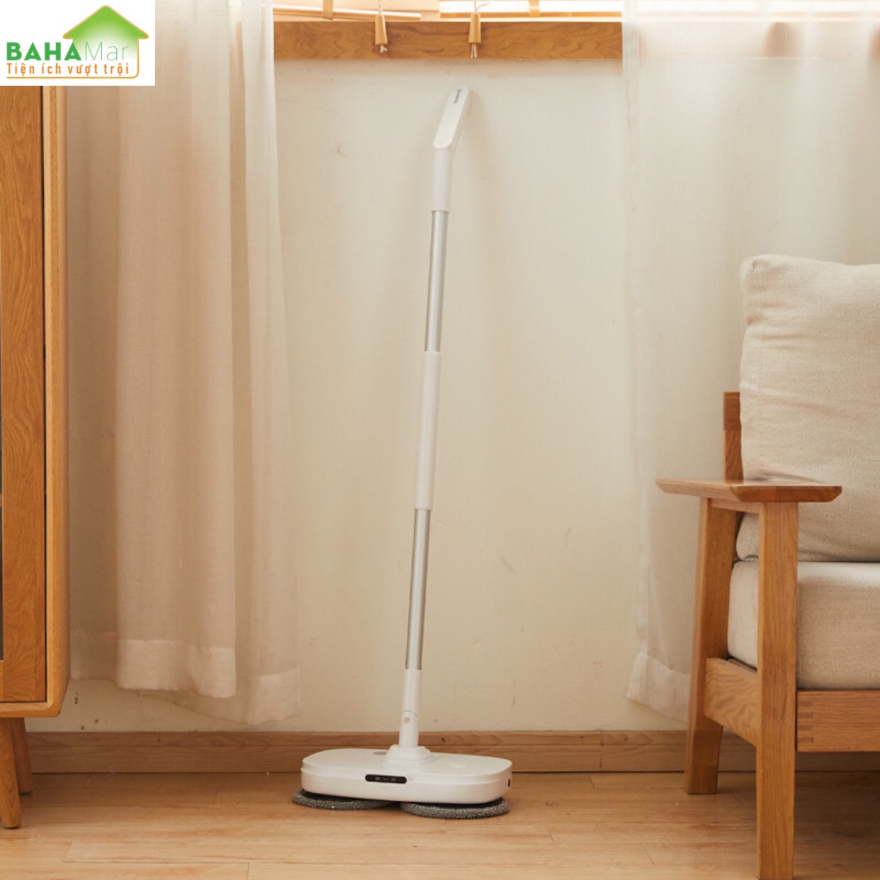 MÁY LAU NHÀ, QUÉT SÀN TỰ ĐỘNG PHUN NƯỚC CẦM TAY CHẠY ĐIỆN KHÔNG DÂY TOMONI "BAHAMAR" có thể phun nước tự động lau sàn và quét sàn