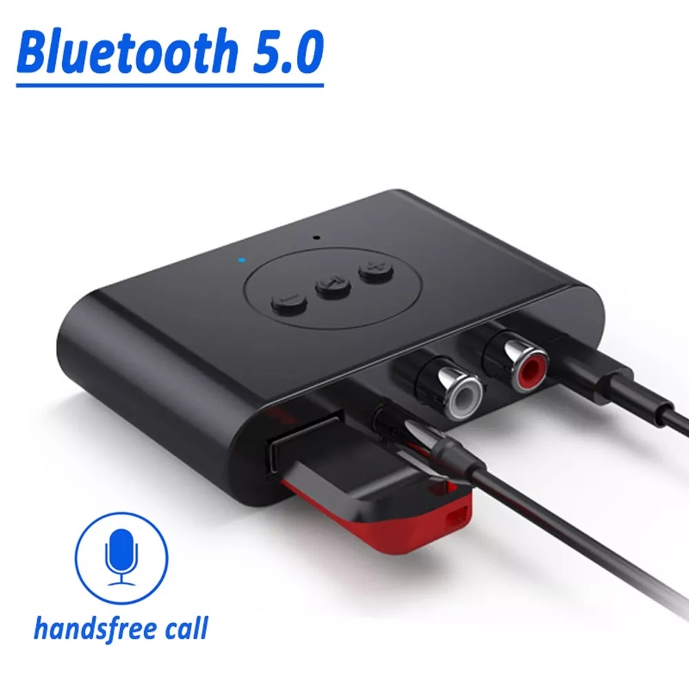 Bộ Thu Phát Âm Thanh Bluetooth 5.0 Chất Lượng Cao Chuyển Đổi Âm Nhạc Không Dây Âm Thanh Nổi Giắc Cắm AUX 3.5Mm RCA Kèm Mic Cho Loa Xe Hơi Tặng que chọc sim