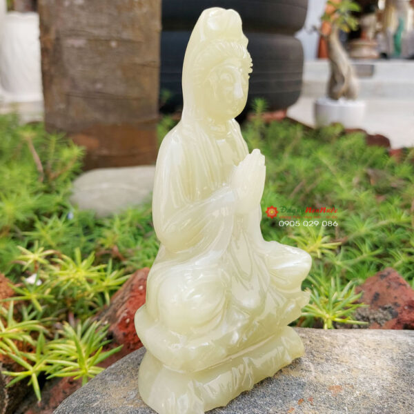 Tượng Phật quan âm đá ngọc Pakistan 12cm - đá Non Nước