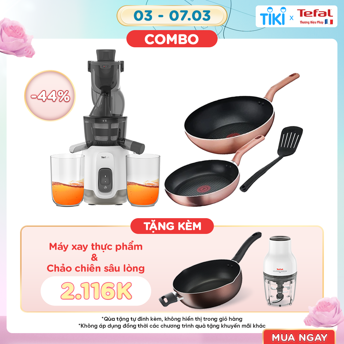 Combo Máy ép chậm Tefal ZC600138 + Bộ nồi Tefal chảo Cook&amp;Shine 3 món (Chảo 24, Chảo xào 28, Vá) - Hàng Chính Hãng