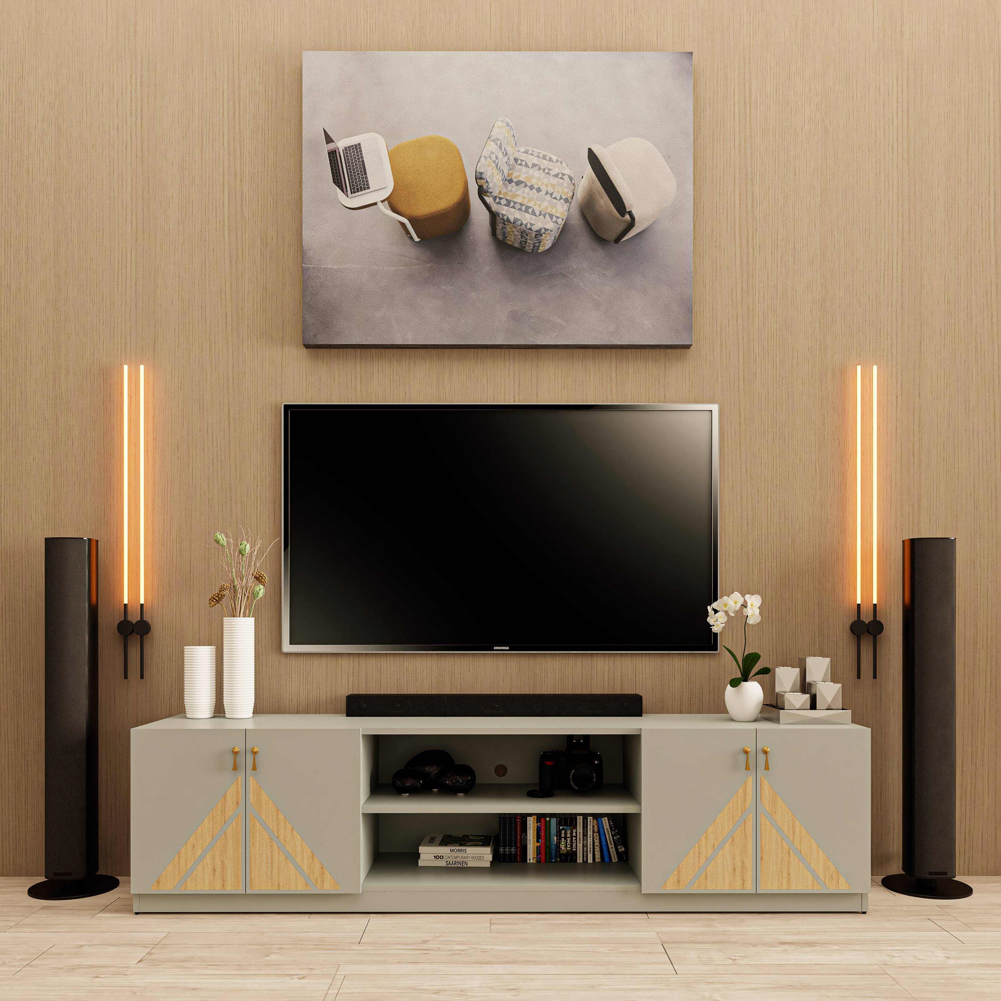 [Happy Home Furniture] CHARIS, Kệ TV 4 cửa mở, 200cm x 40cm x 50cm ( DxRxC), KTV_029