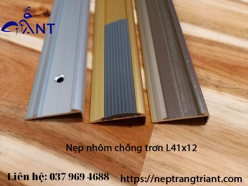 Nẹp nhôm L41x12, chống trơn cầu thang, nẹp trang trí, thanh dài 2m7