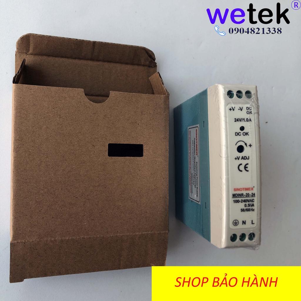 Nguồn xung cài DIN rail thương hiệu Sinotimer MDINR-20-24, 20W, 24Vdc, SMPS, hàng dự án, chứng chỉ, bảo hành đủ