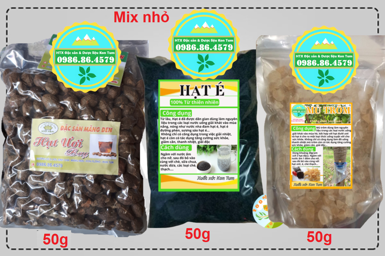 Đặc Sản Kon Tum - Mix Hạt Đười Ươi - Hạt É - Mủ Trôm Thanh Nhiệt Mát Gan Đánh Bay Mùa Hè - Mix Lớn - OCOP 3 Sao