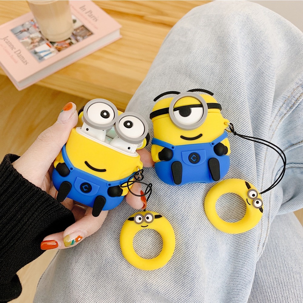 Bao case silicon cho tai nghe Apple Airpods 1 / 2 kiểu dáng Minion (chống vân tay, chống bám bẩn, vật liệu cao cấp) - Hàng nhập khẩu