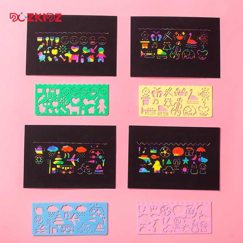 Đồ chơi mỹ thuật - Set 4 khuôn và 1 sổ vẽ SCRATCH NOTE 10 tờ (khổ 15x10 cm) - DOZKIDZ