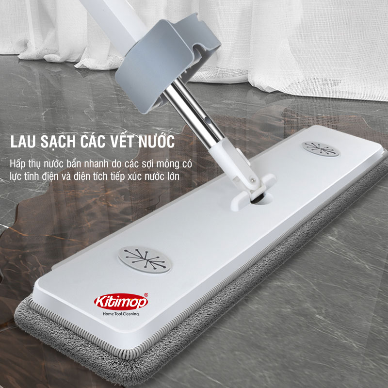 Cây lau nhà tự vắt phun sương xoay 360 độ chính hãng cao cấp - Kitimop Spray Plus