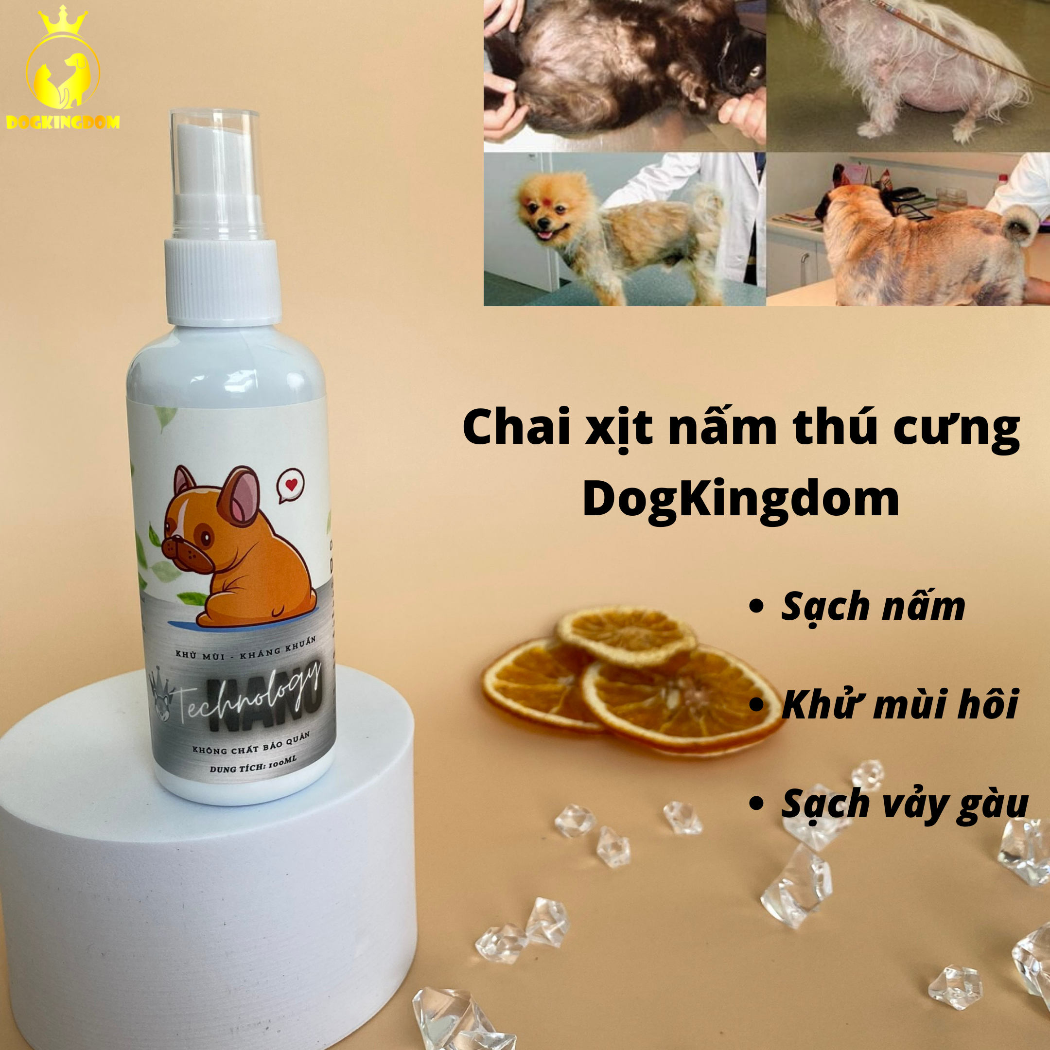 Chai Xịt Nấm Khử Mùi Cho Thú Cưng DOGKINGDOM