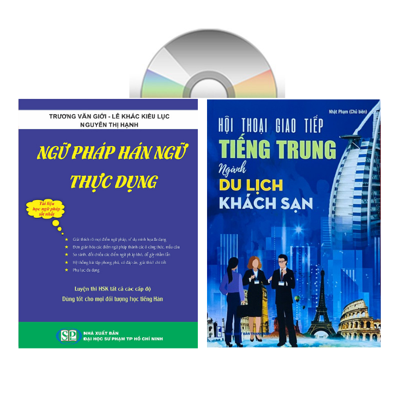 Sách - Combo: Ngữ Pháp Hán Ngữ Thực Dụng + Hội Thoại Giao Tiếp Tiếng Trung Ngành Du Lịch Khách Sạn có phiên âm có mp3 nghe +DVD tài liệu