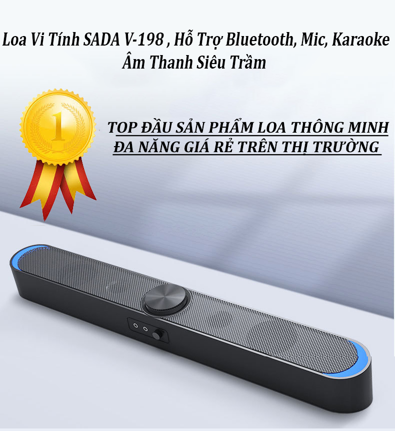 Loa Vi Tính Thông Minh V-198, Hỗ Trợ Bluetooth, Karaoke, Hiệu Ứng Đèn Led Mặt Trăng Cao Cấp