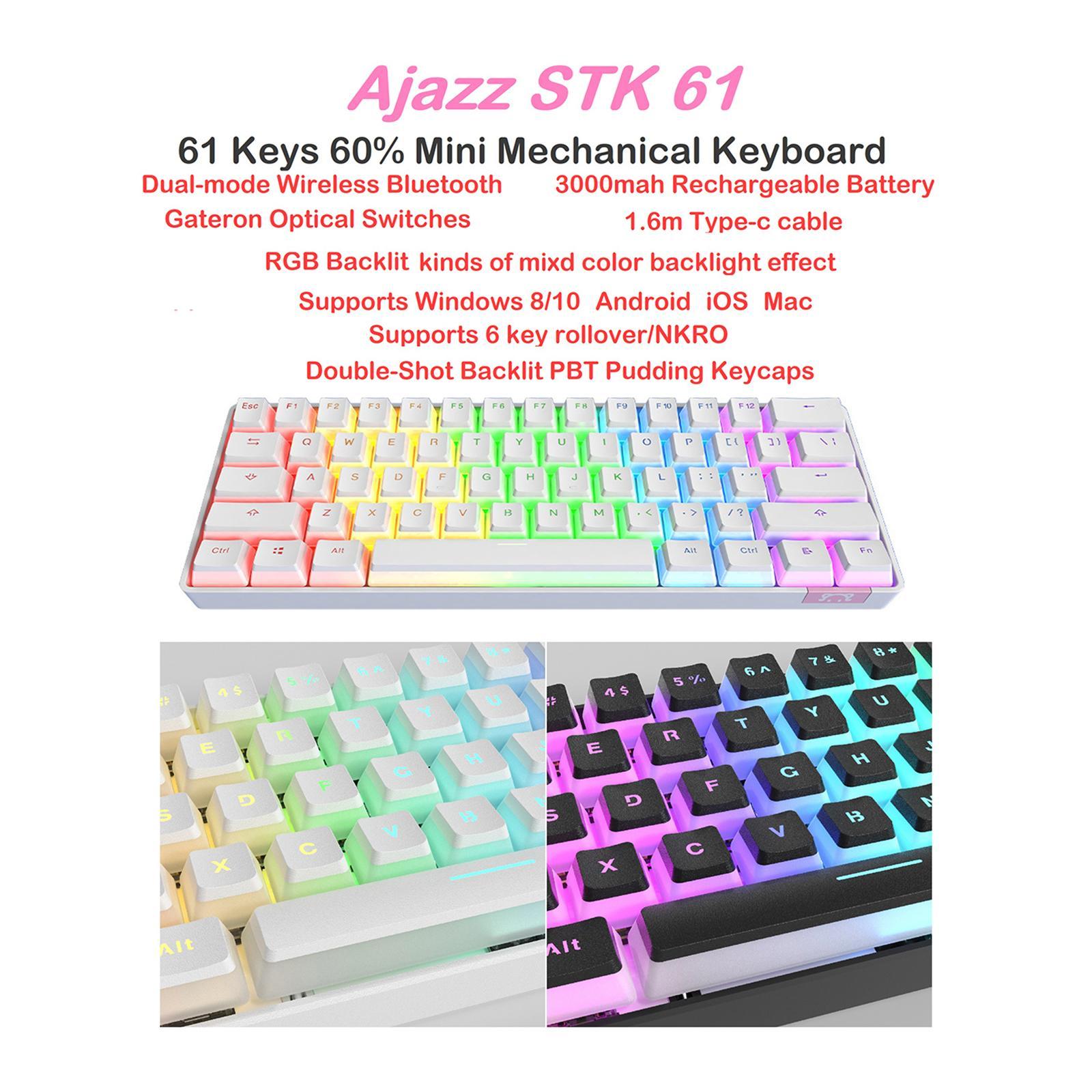 61 Keys Mechanical Bluetooth Keyboard Dual Modes Rechargeable RGB for PC Laptop