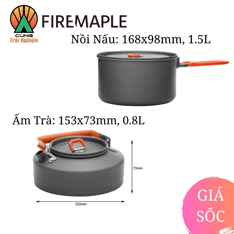 COMBO Nồi Chảo Nấu Ăn 3 Trong 1 Fire Maple FEAST 2 Gọn Nhẹ Chuyên Dụng Dành Cho Du Lịch, Dã Ngoại Cắm Trại