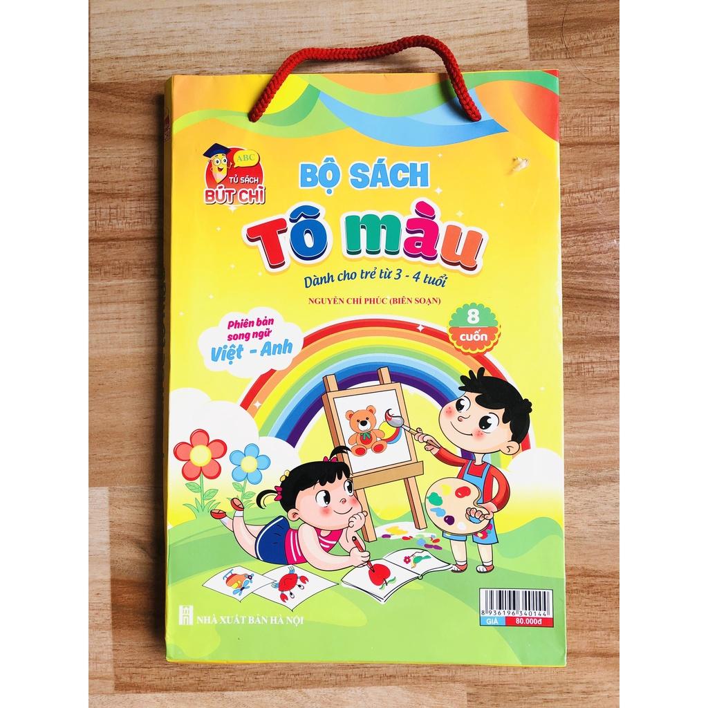 Sách - Combo Bé tô màu nhiều chủ đề song ngữ Việt Anh cho trẻ từ 3-4 tuổi và 5-6 tuổi
