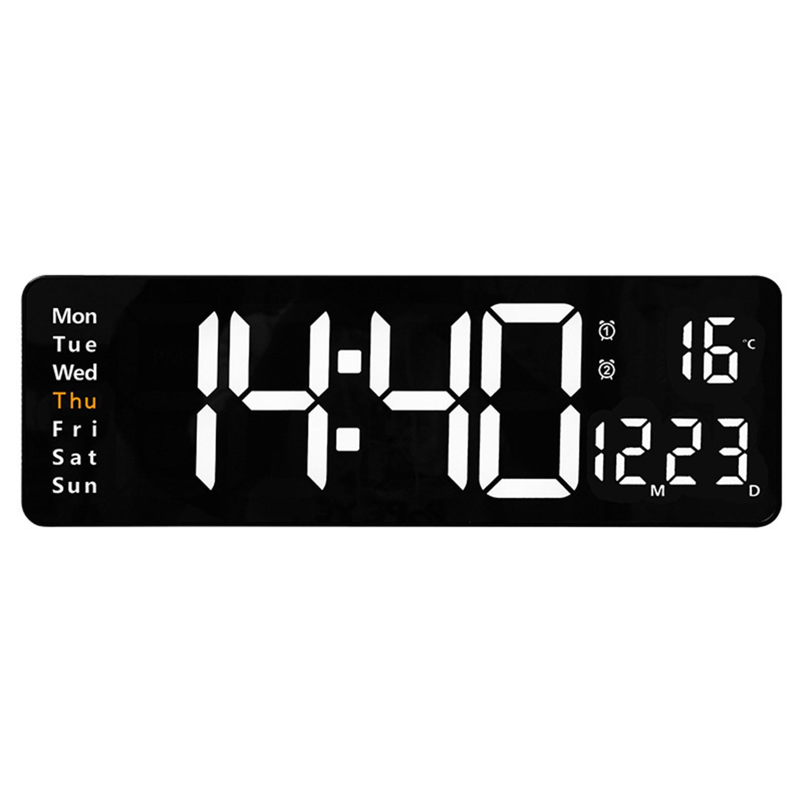15'' Large Wall Clock Modern Mute Temperature W/ Calendar Clocks Memory Function Study Room Bedroom Decor