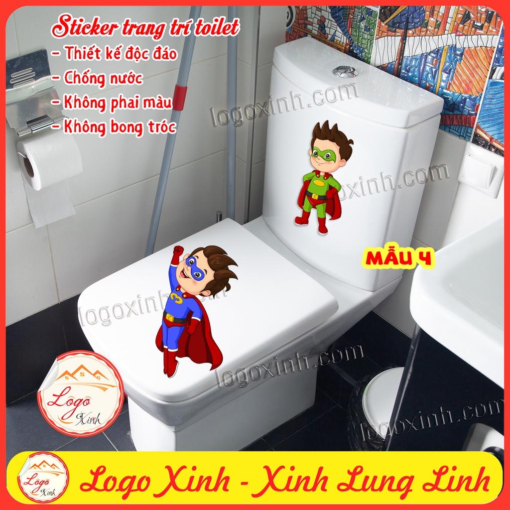 Bộ 2 Miếng dán trang trí Toilet siêu dễ thương, chất liệu decal chống nước tuyệt đối, Sticker dán WC nhà vệ sinh