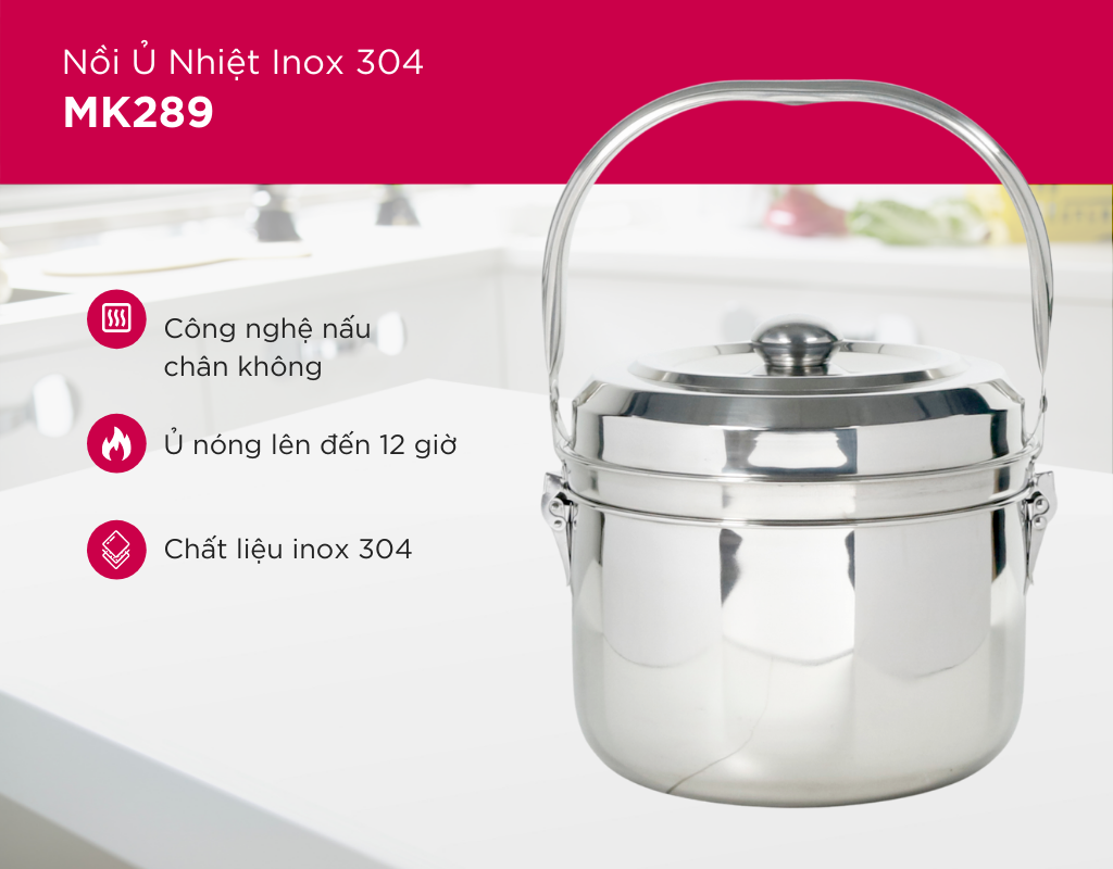 Nồi ủ nhiệt inox 304 Mishio MK289 - Hàng chính hãng