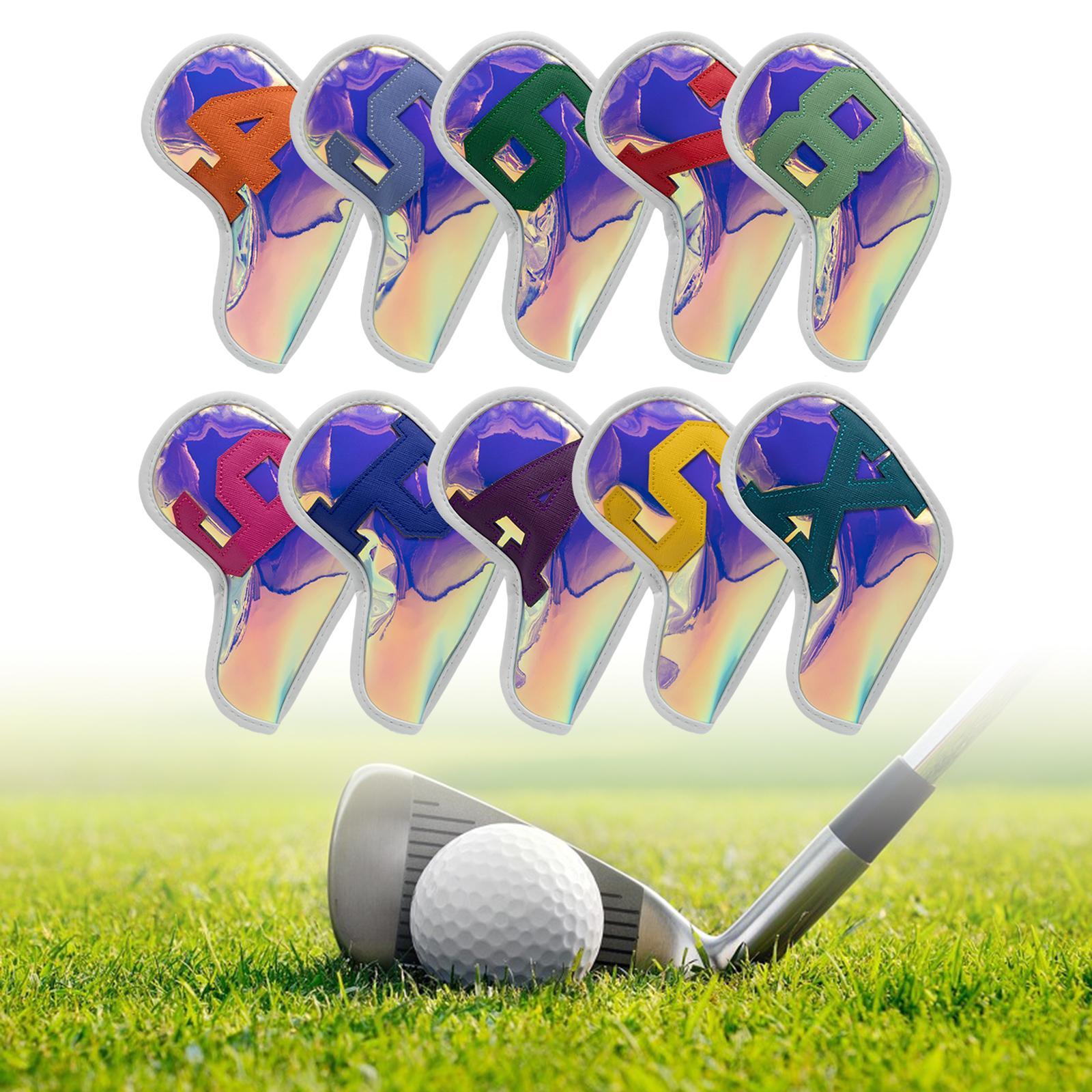 10Pcs Club Head Cover Fits All Brands Big Number Leather Golf Iron Headcover Set