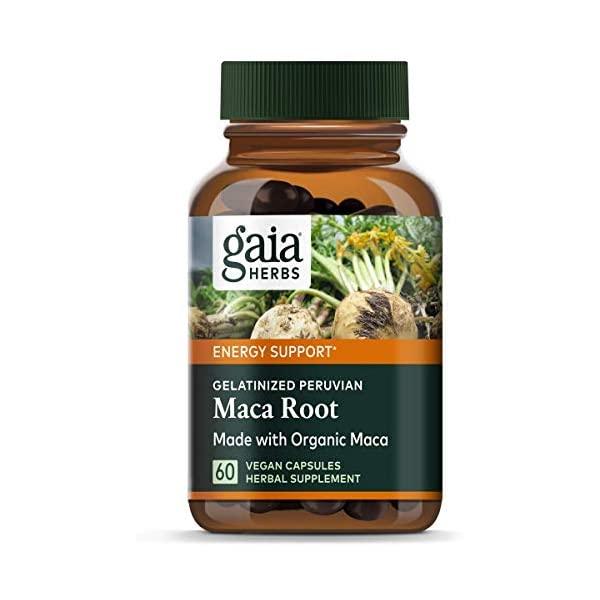 Gaia Herbs Maca Root Capsules, Vegan Gelatinized, 60 Count - Supports Energy, Stamina, Healthy Libido & Hormone Balance, Made with Organic Peruvian Maca Powder