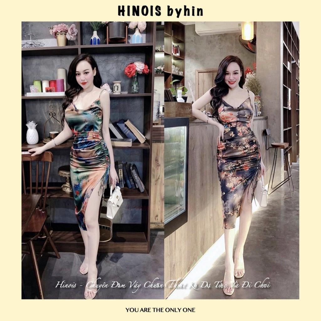 Đầm Dự Tiệc Body, Váy Ôm 2 Dây Hoạ Tiết Hoa Độc Lạ, Có Dây Rút Ở Đùi Cực Sexy Cho Nàng Dự Tiệc, Đi Chơi
