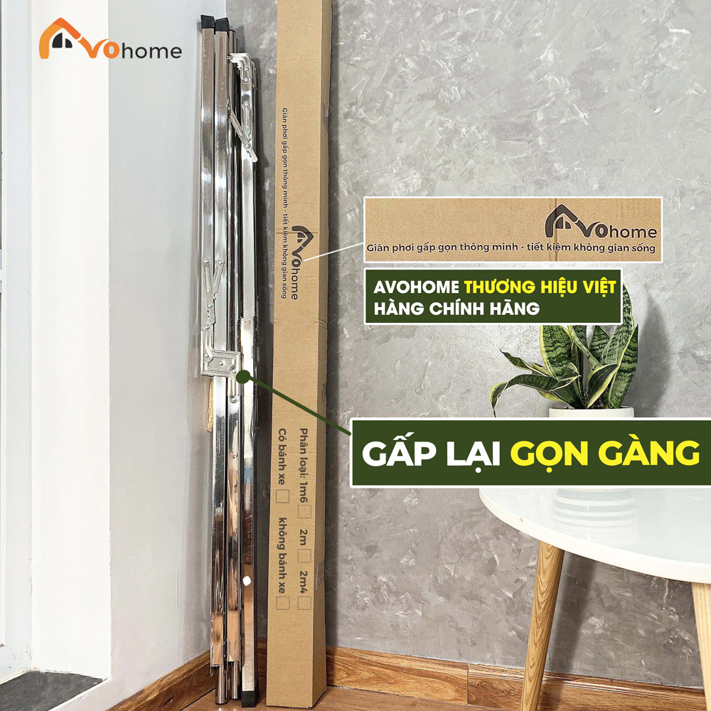 Sào phơi quần áo gấp gọn thông minh AVOHOME cải tiến bánh xe có Phanh, giá giàn phơi đồ BỀN ĐẸP TIỆN DỤNG