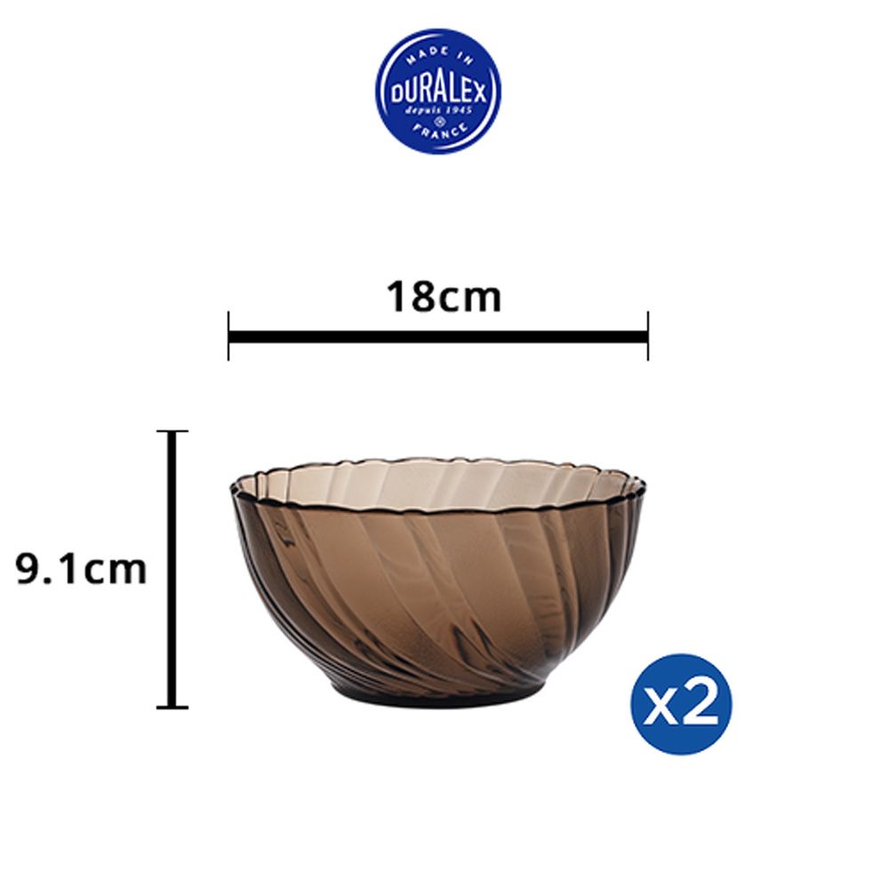 Bộ 2 tô D2002C Duralex - Beau Rigave Nâu khói Creole 18cm Thủy tinh cường lực cao cấp Pháp Bộ 2 tô D2002C Duralex - Beau Rigave Nâu khói Creole 18cm Thủy tinh cường lực cao cấp Pháp