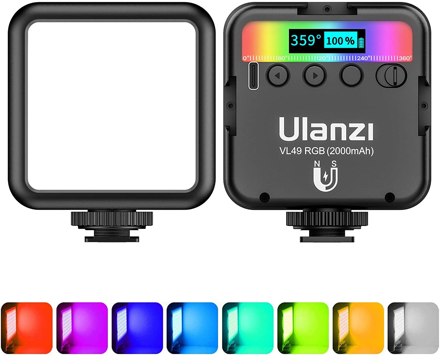Đèn Led Ulanzi VL49 RGB Fill Light, Đổi Được Nhiều Tone Màu Quay Phim &amp; Chụp Ảnh, Tích Hợp Pin Sạc Đa Năng - Hàng Chính Hãng