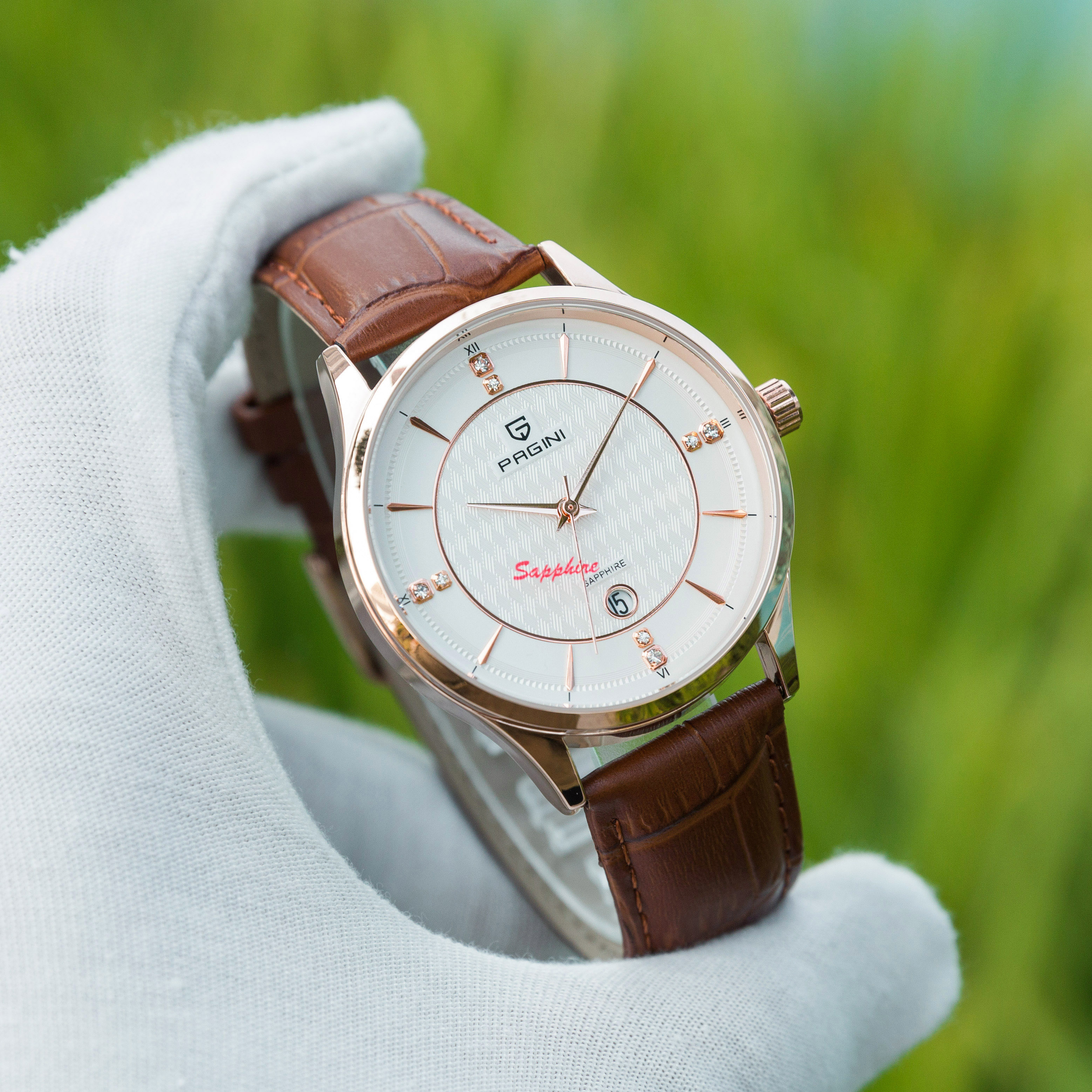 Đồng hồ nam PAGINI PA16688 cao cấp dây da thật mặt tròn – Thiết kế sang trọng, lịch lãm