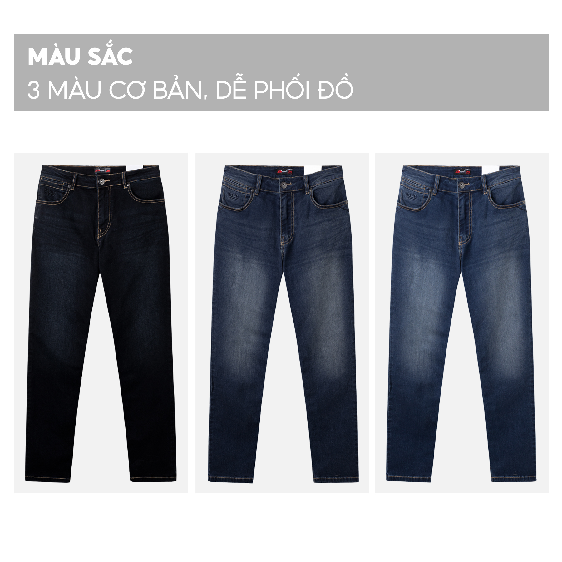 Quần Jean Nam 5S RECYCLED, Chất Liệu Cotton Kết Hợp Sợi Tái Chế, Siêu Bền, Co Giãn, Mềm Mịn, Màu Sắc Basic (QBD23003)