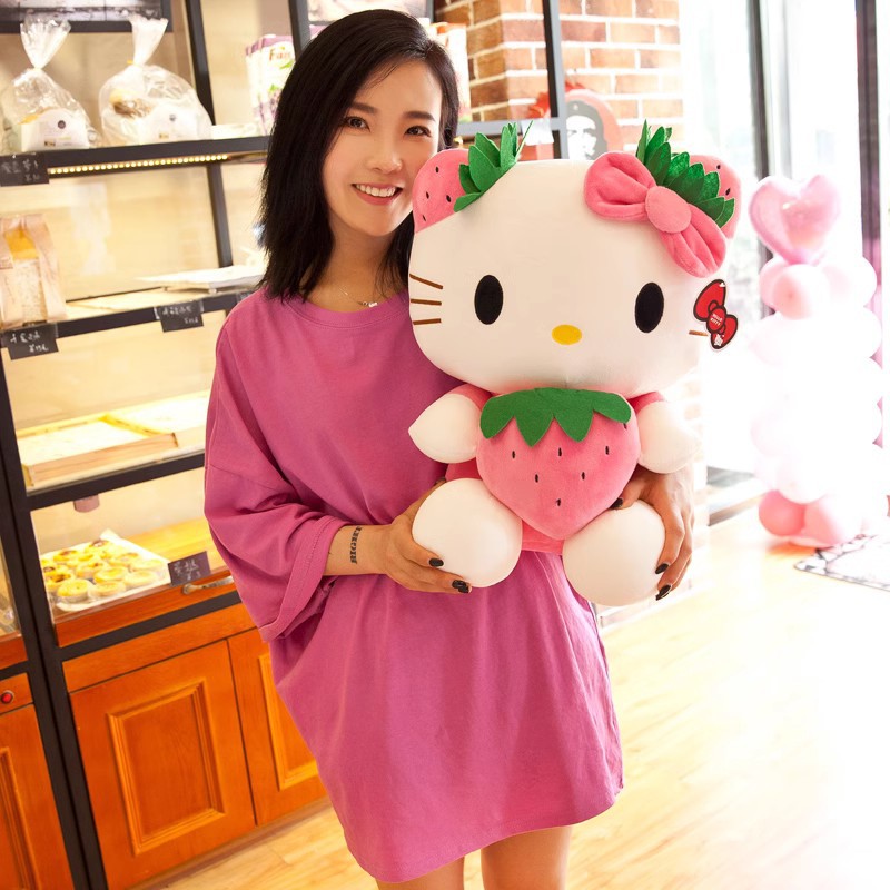 Gấu Bông Mèo Kitty Ôm Dâu Tây Siêu Hot Siêu Cưng (22cm---&gt;50cm) Hàng Cao Cấp Loại 1 Chất Lượng Cao, An Toàn Cho Trẻ Nhỏ