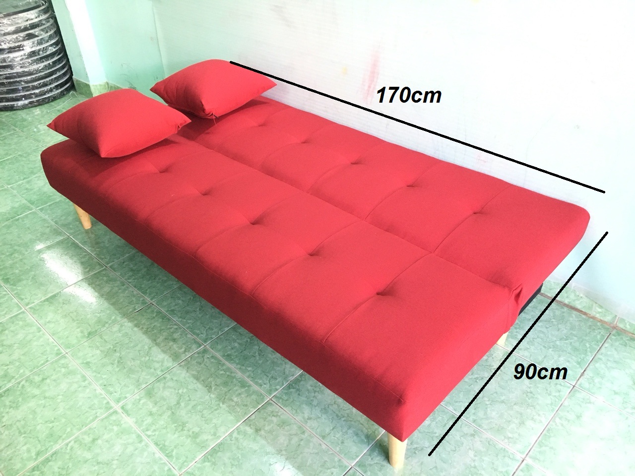 Bộ sofa bed, sofa giường xanh nước biển nhạt XB 1m7x90, bộ bàn ghế sofa phòng khác, salon, sopha, sa lông, sô pha