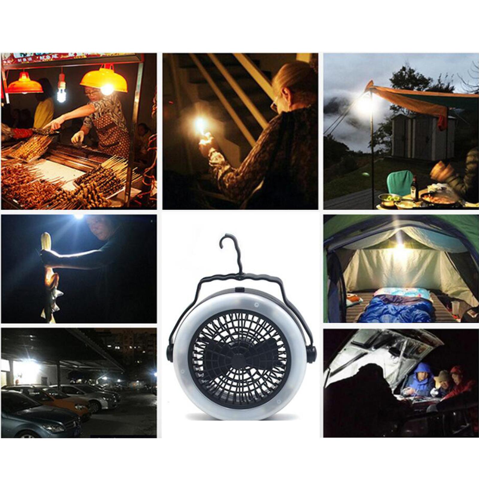 Outdoor Tent Fan with Light Rechargeable Camping Lantern Handheld Travel