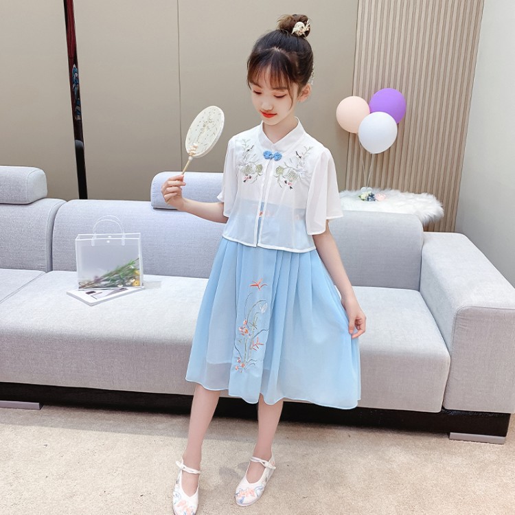 Đầm cách tân cổ trang bé gái gồm áo khoác từ 2 - 6 tuổi