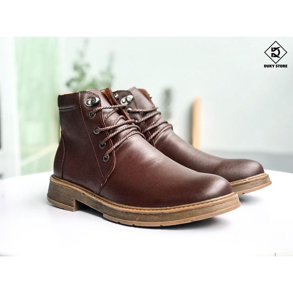 Đốc cổ trung da bò đế nâu phong cách dành cho nam có sẵn - Duky Store
