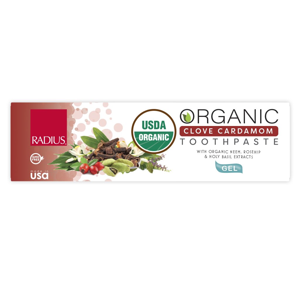 Kem Đánh Răng Hữu Cơ Vị Đinh Hương &amp; Bạch Đậu Khấu Radius - Organic Clove Cardamom Toothpaste, Dạng Gel, 85g