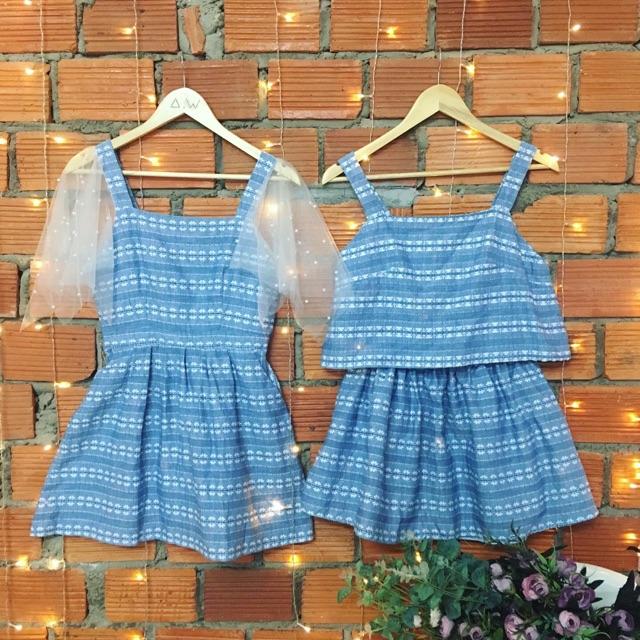 Set đầm hoa nhí chị và em