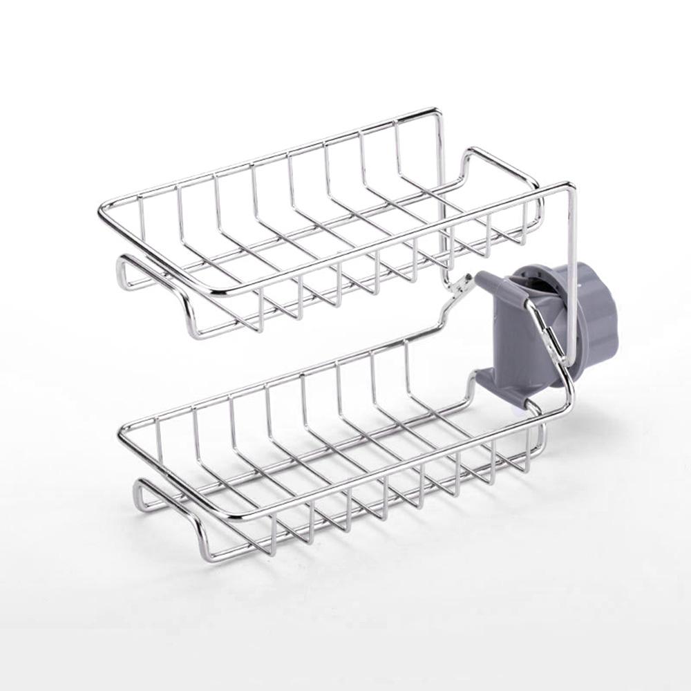 Giá đỡ nhỏ bằng thép không gỉ 2 ngăn có núm treo tường