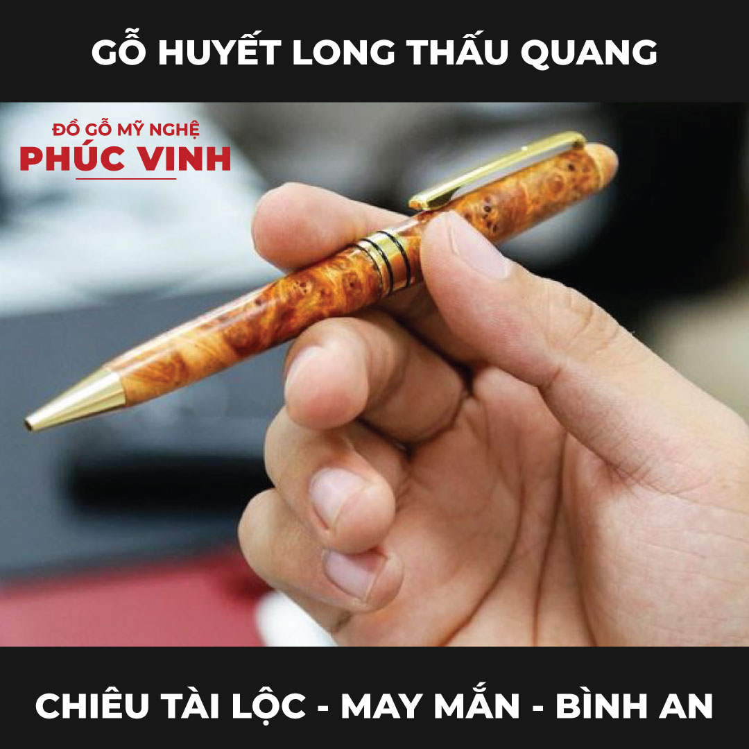 Bút Xoay Gỗ Huyết Long, Đẳng Cấp &amp; Sang Trọng, Hương Thơm Nhẹ - Thấu Quang, Chiêu Tài Lộc, May Mắn, Bình An