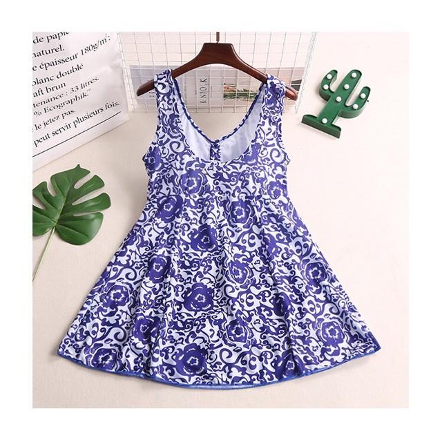 Đồ bơi nữ Bikini 1 mảnh liền thân tặng kèm quần đùi giấu bụng áo tắm một mảnh người béo QC005 - Hoa cam,4XL
