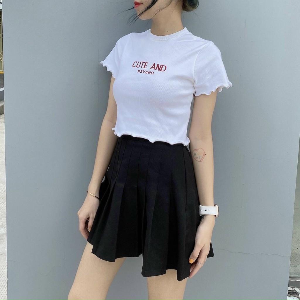 Áo Croptop Cute And Psycho cực xinh - formDưới 52kg