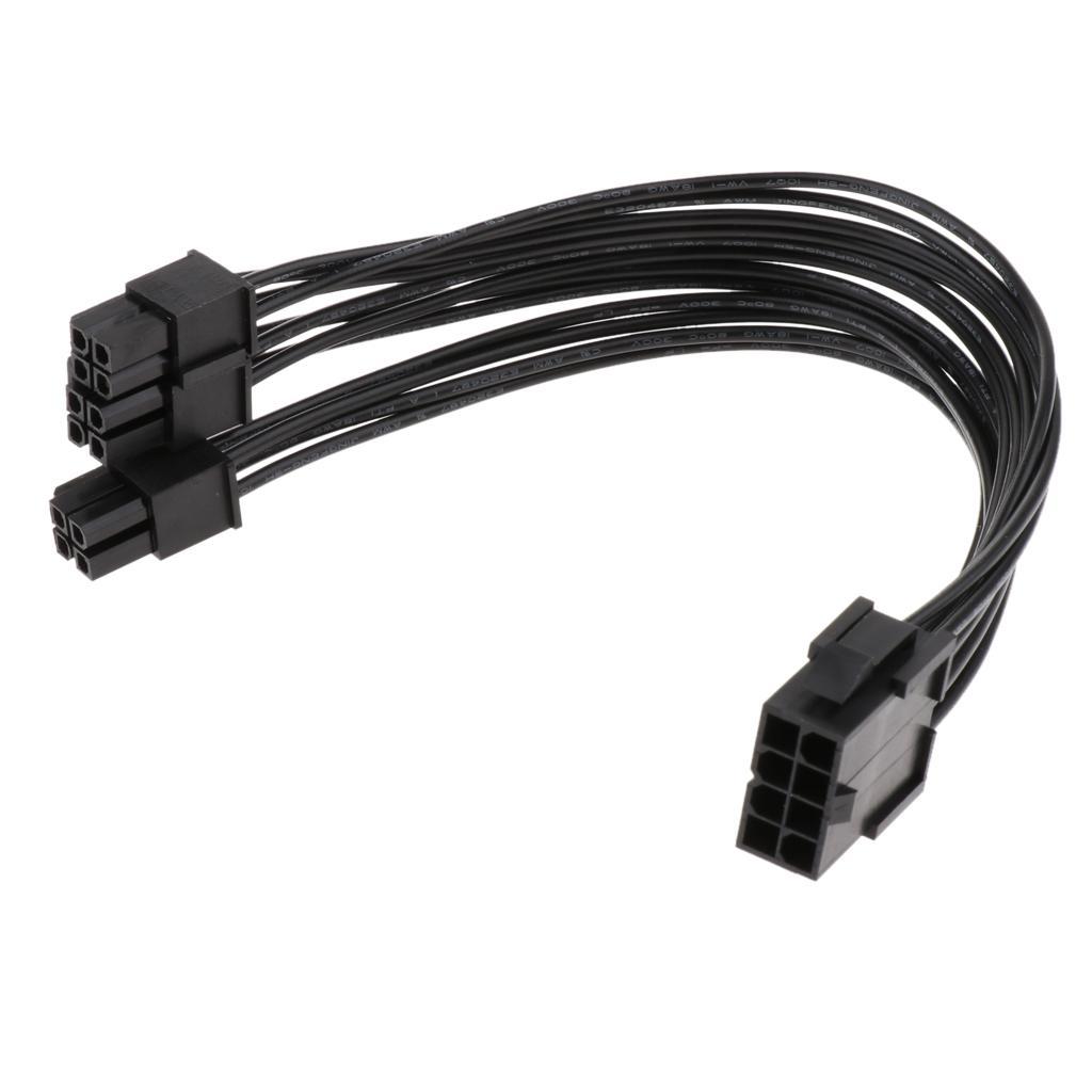 2pcs 20cm 8Pin to 8Pin+4Pin CPU PSU Power Supply Converter Cable Cord Black
