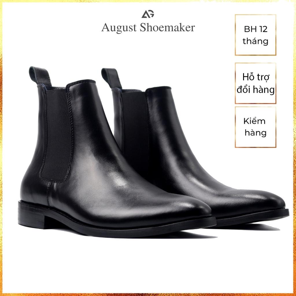 Giày Chelsea boots nam, giày da cao cấp da bò nhập khẩu handmade August shoes AG1D