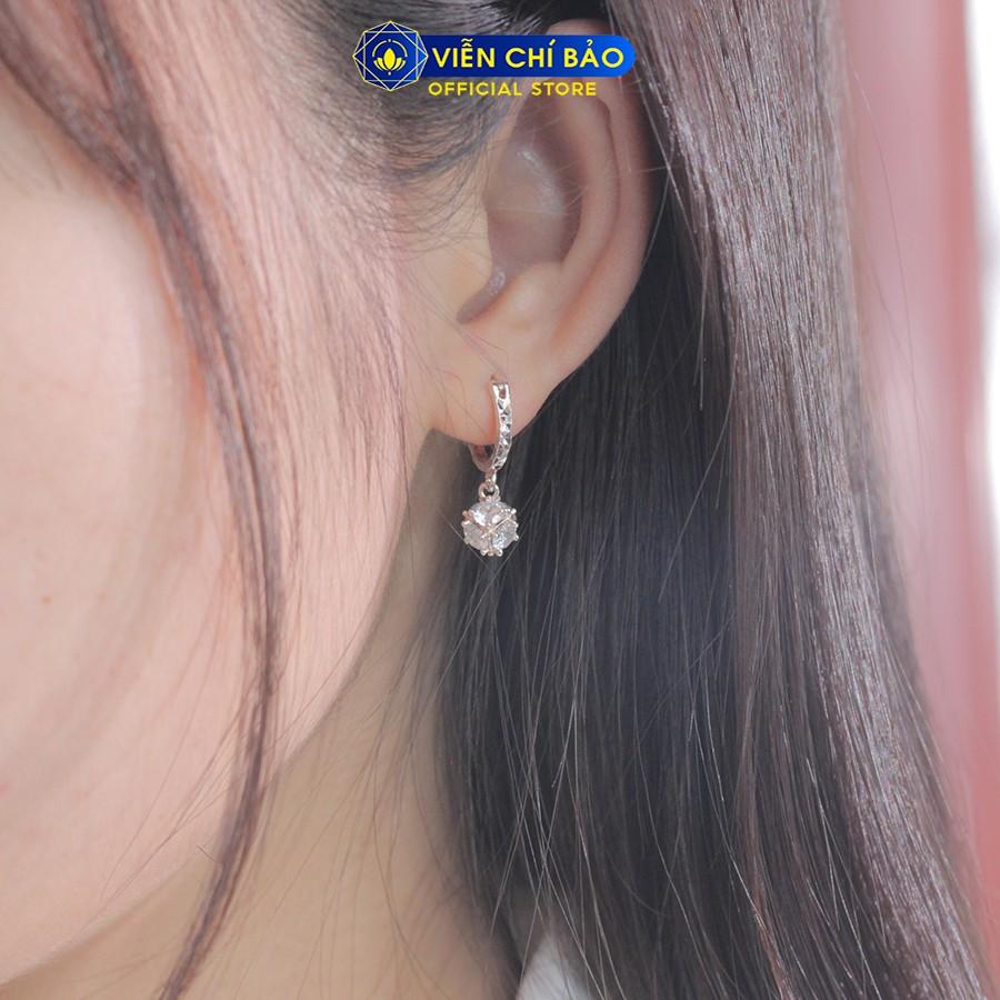 Bông tai bạc nữ quả cầu lấp lánh móc tròn chất liệu bạc 925 thời trang phụ kiện trang sức nữ Viễn Chí Bảo B400003