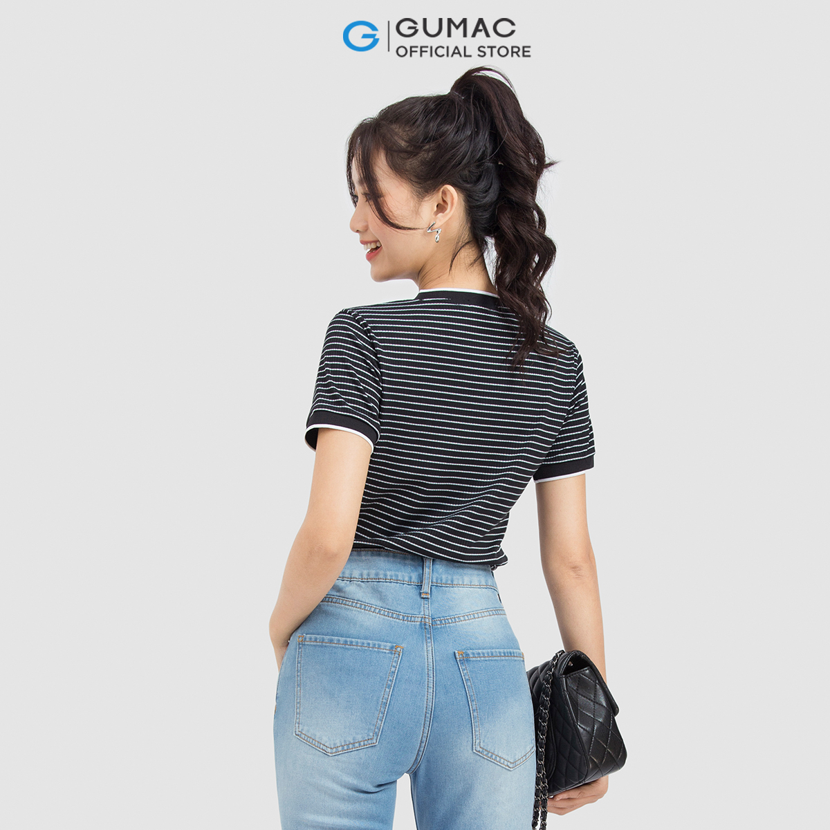 Áo thun nữ GUMAC ATC06020 gân phối bo